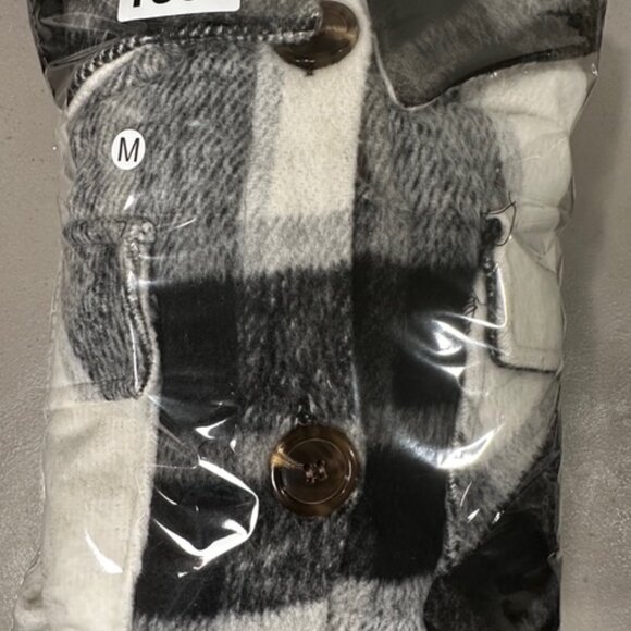 Jason Maxwell Womens Black White Plaid Chore Shacket Medium Shirt Jacket Fall - Picture 15 of 15